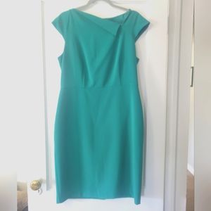 NWT Ann Taylor Green Asymmetrical neck dress